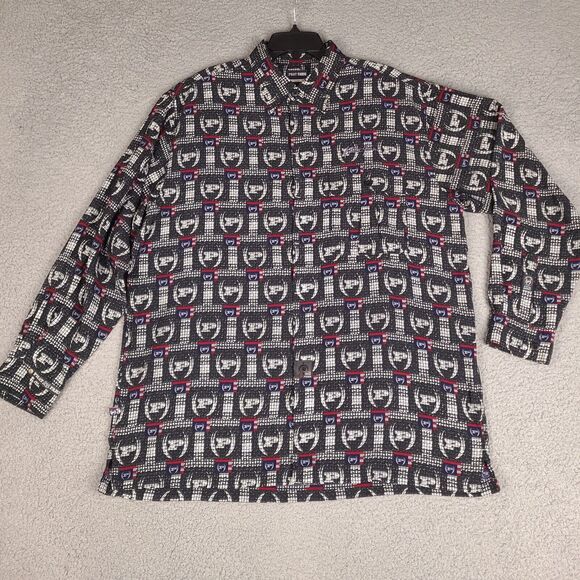 Vintage Phat Farm Shirt Mens XL Black Button Down‎ Hip Hop Y2K Designer All Over - Picture 1 of 16